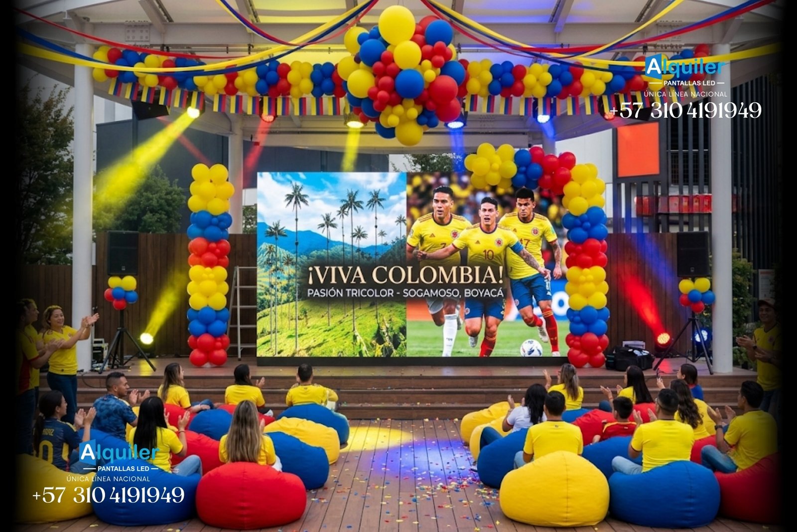 Pantalla LED gigante para partido de fútbol del Mundial — fan zone Colombia